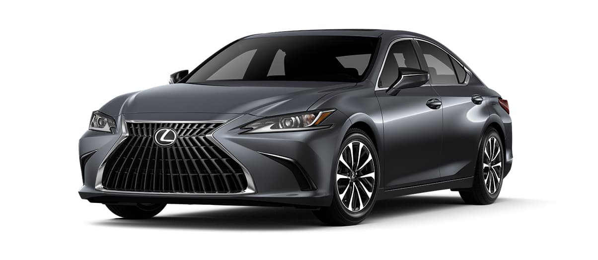 Lexus ES HYBRID in Cloudburst Gray with 17-inch twin-V-spoke alloy wheels with Dark Metallic and machined finish wheels angle 1 in