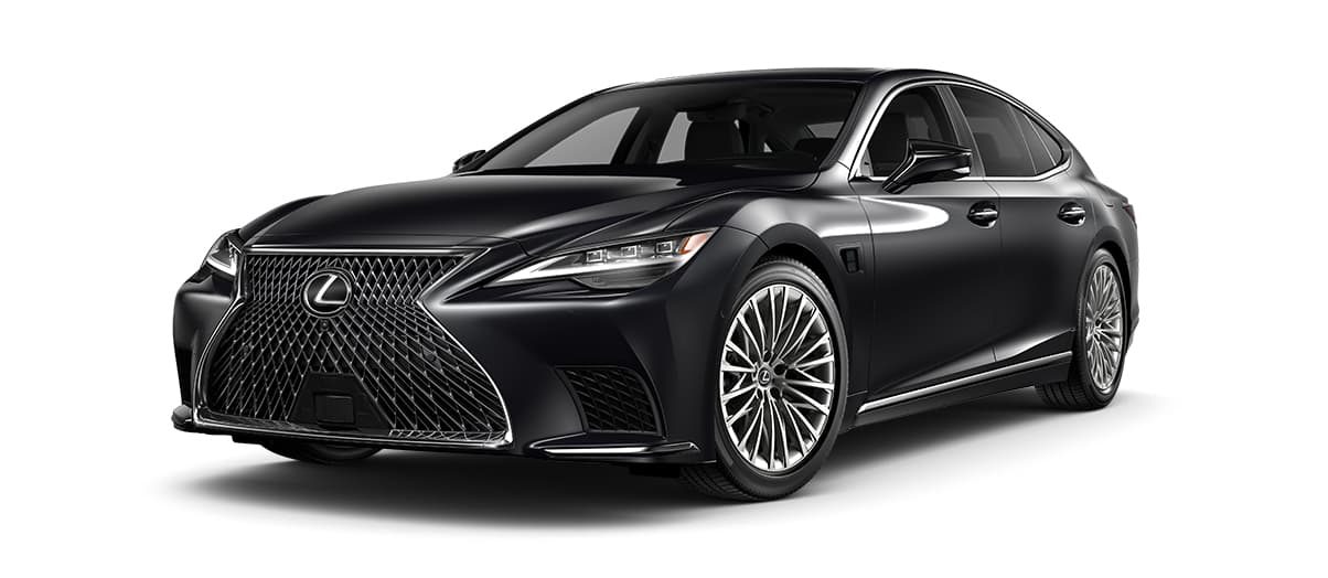 Lexus LS HYBRID in Caviar with 20-inch split-20-spoke alloy noise-reduction wheels with Vapor Chrome finish wheels angle 1 in