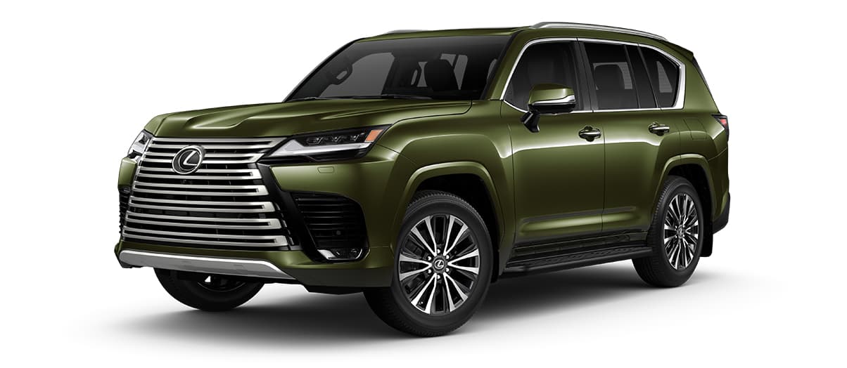 Lexus LX in Nori Green Pearl with 20-inch alloy wheels with machined finish (LX and LX Premium) wheels angle 1 in